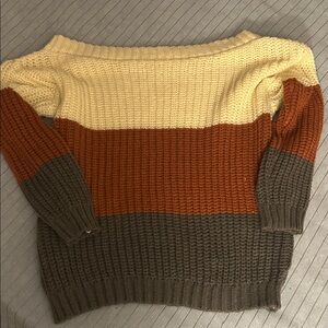 Colorblock off the shoulder cozy sweater